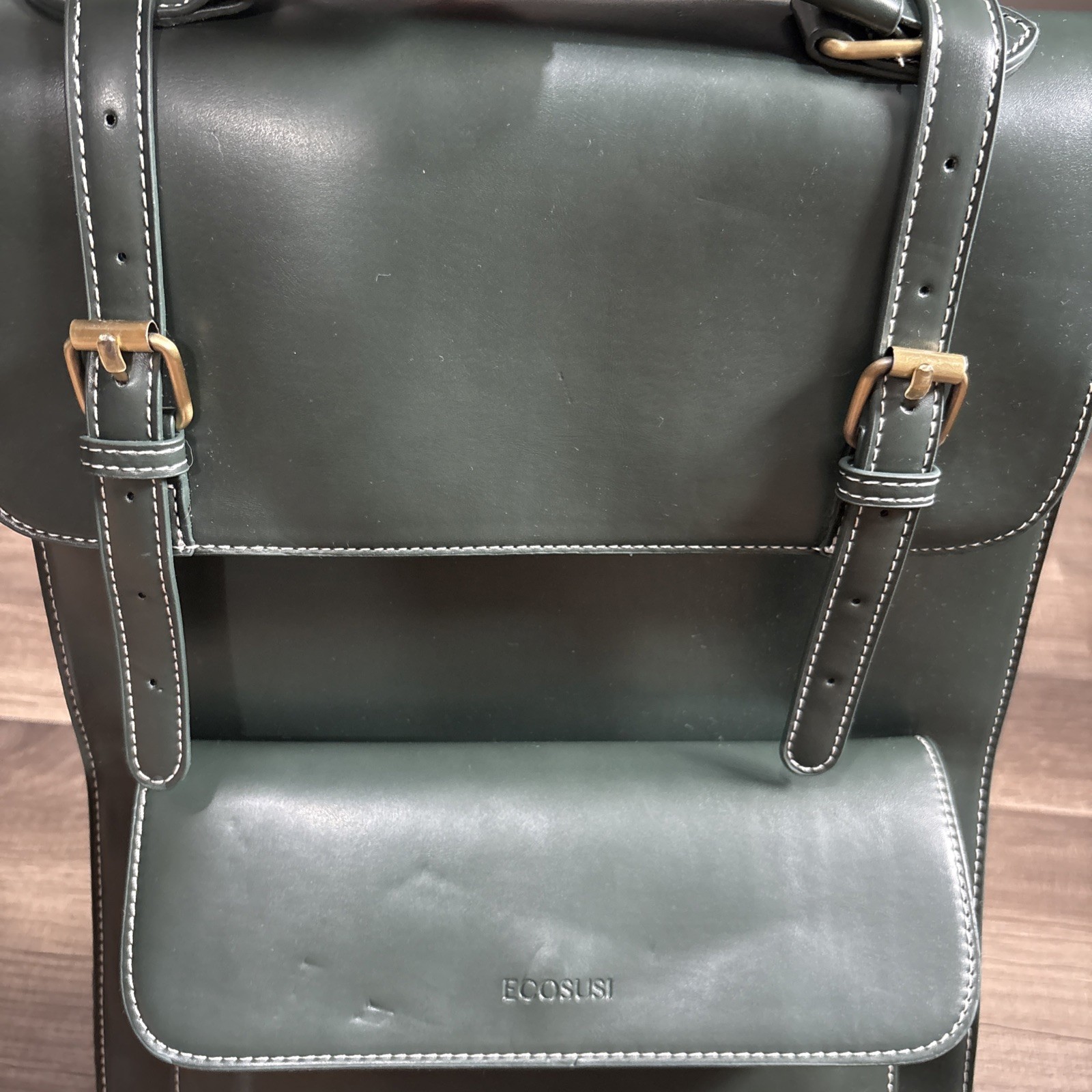ECOSUSI Laptop Backpack UNISEX PU Leather Backpack Vintage for Laptop 15.6…