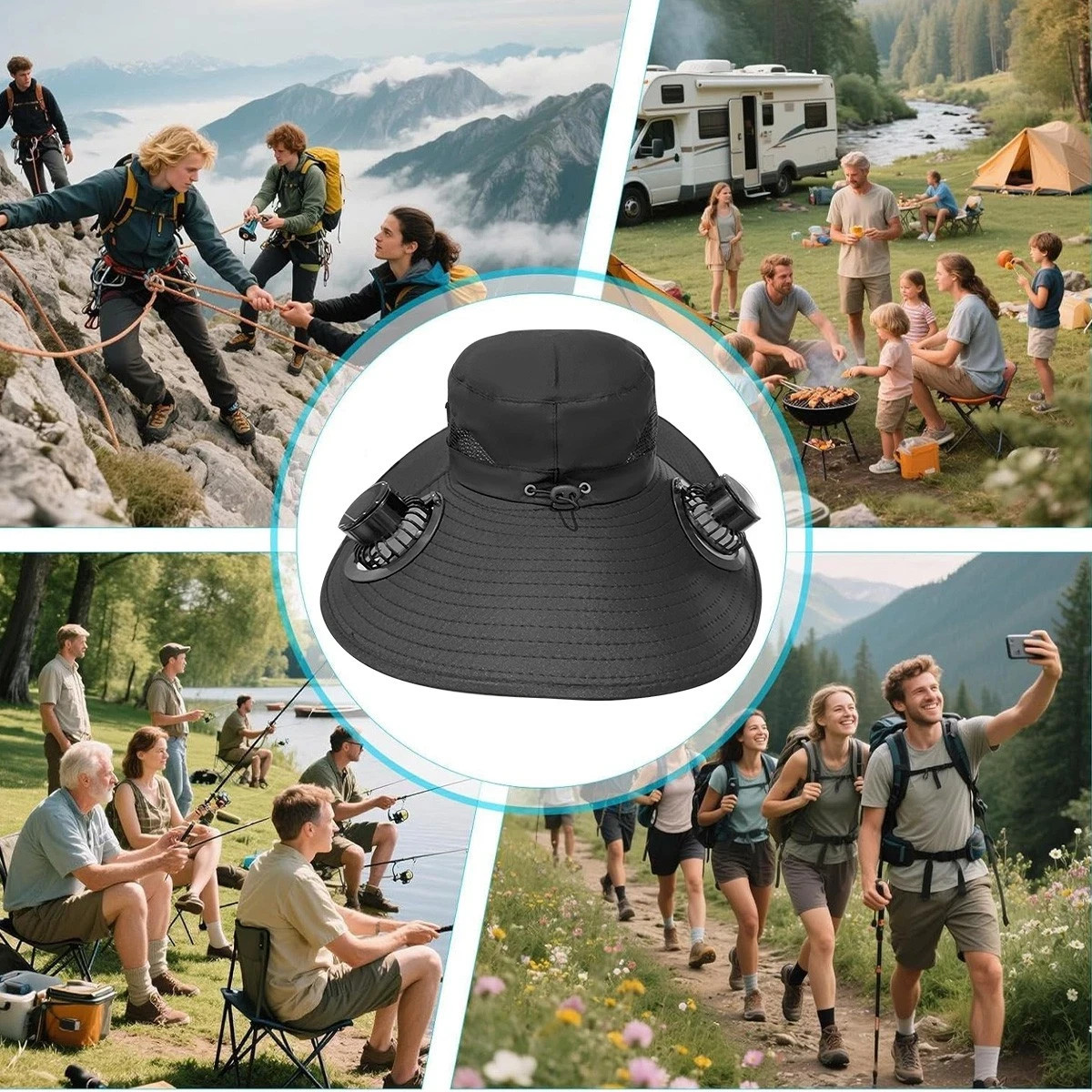 Solar & USB Powered Fan Hat Outdoor Fishing Hat Sunscreen Sun Hat With Dual Fan