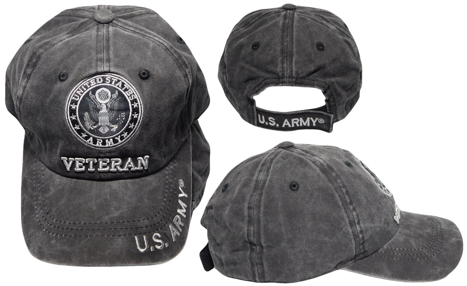 New Arrivals Official US Army Licensed Cap Army Emblem Veteran Subdue Cap Black