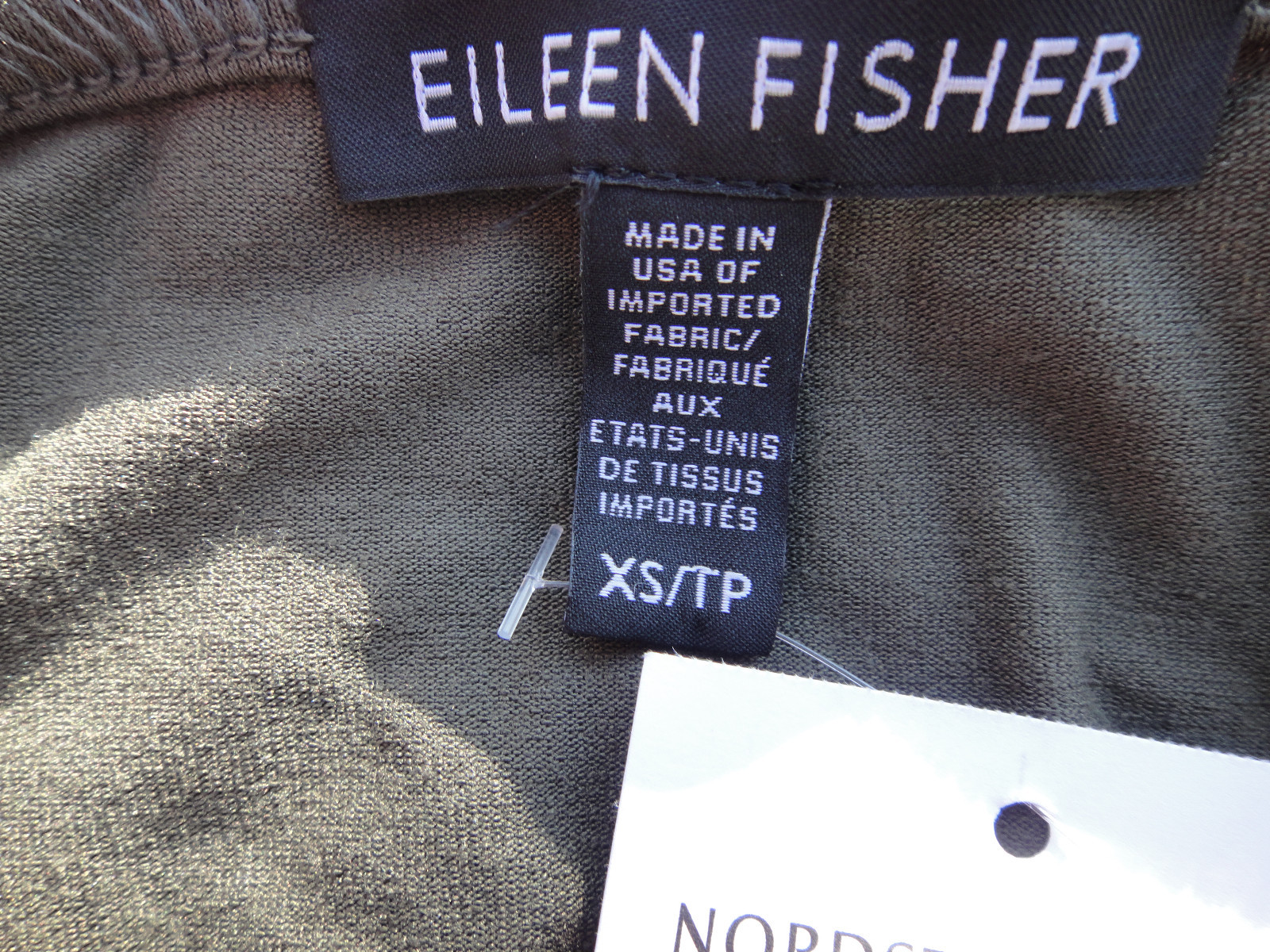 Eileen Fisher Scoop Neck Oregano Green Soft Dress, 95%Viscose 5%Spandex, X Small