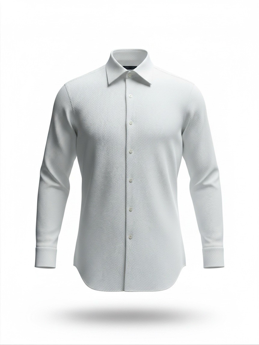 STEFANO RICCI, Men’s Dress Shirt, L, 44/17.5,Classic Ribbed White, Luxury Label