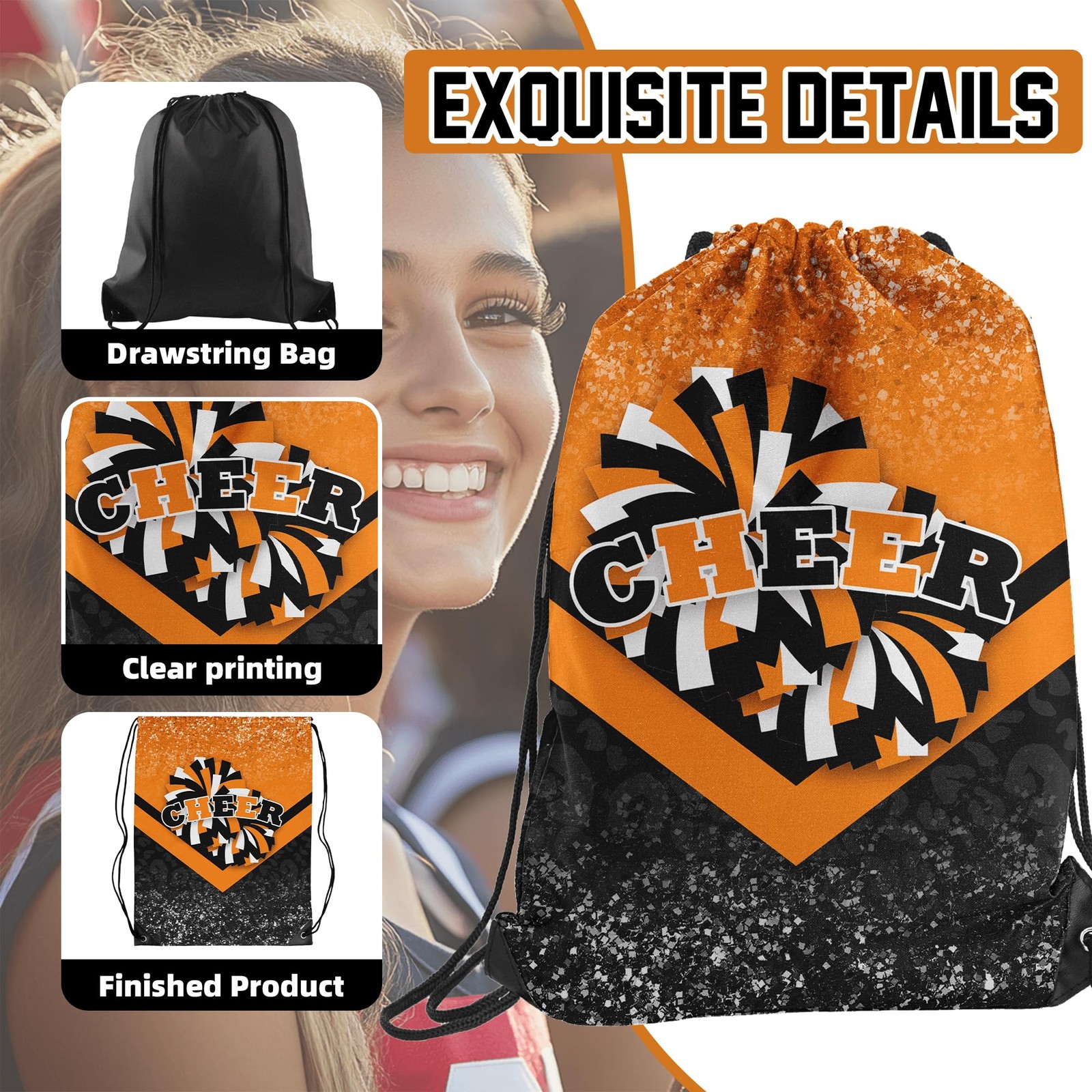Cheer Drawstring Backpack Cheerleading Drawstring Gym Bag Cheer Accessories C…
