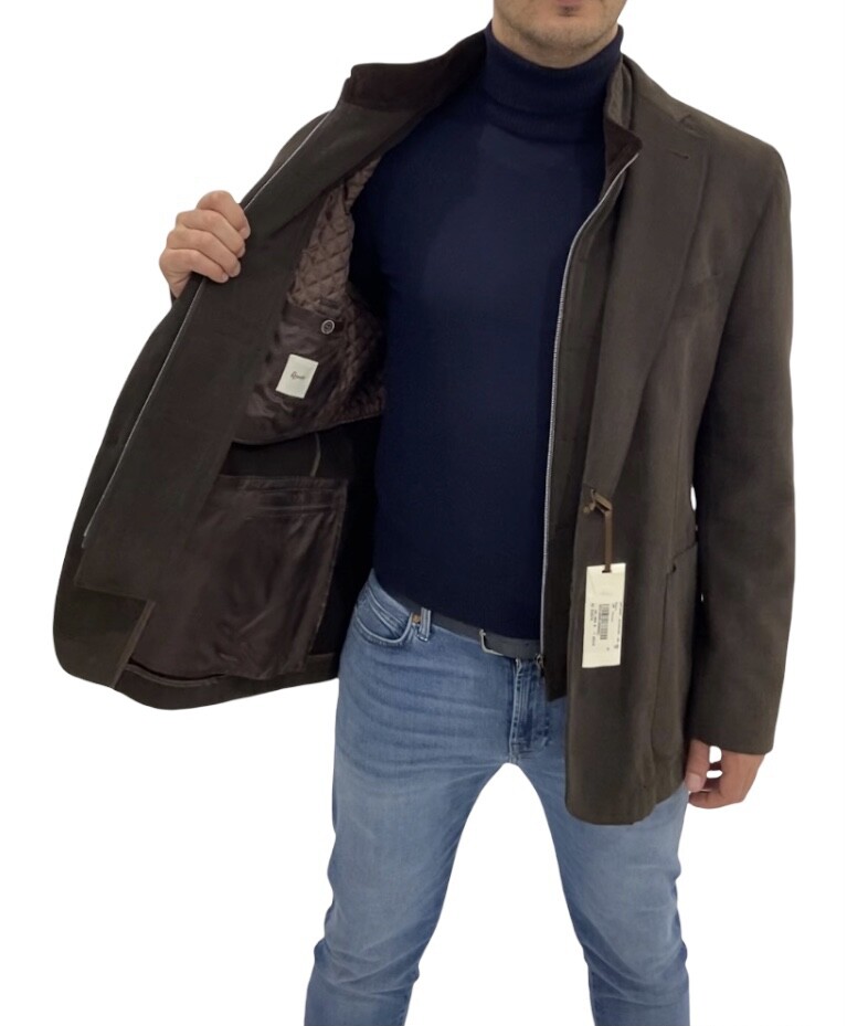 REPORTER Mens Jacket, Size 58 Moss Green Cotton Canvas with Chest, -50%.