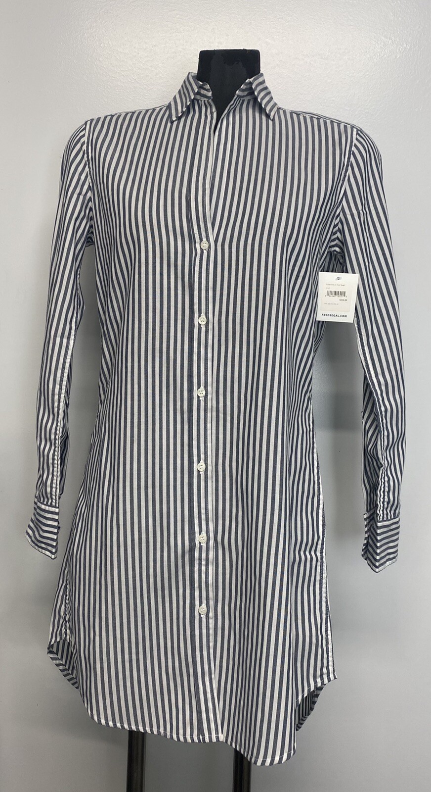 Grant & Grace The Amalfi Chambray Soft Bttn Down Shirt White w Black Stripe XL