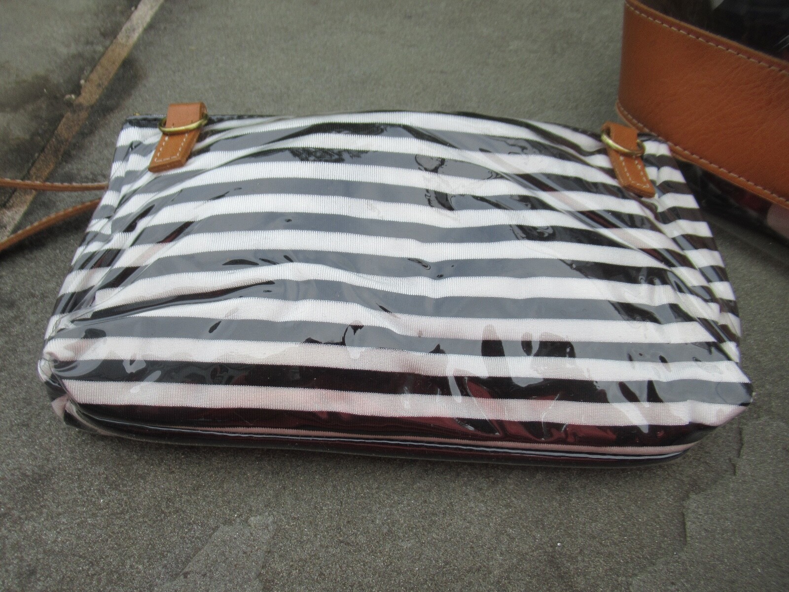 NWT Clever Carriage Co. Large Clear Tote/ Leather Trim/ Striped/ Polka Dot Bags