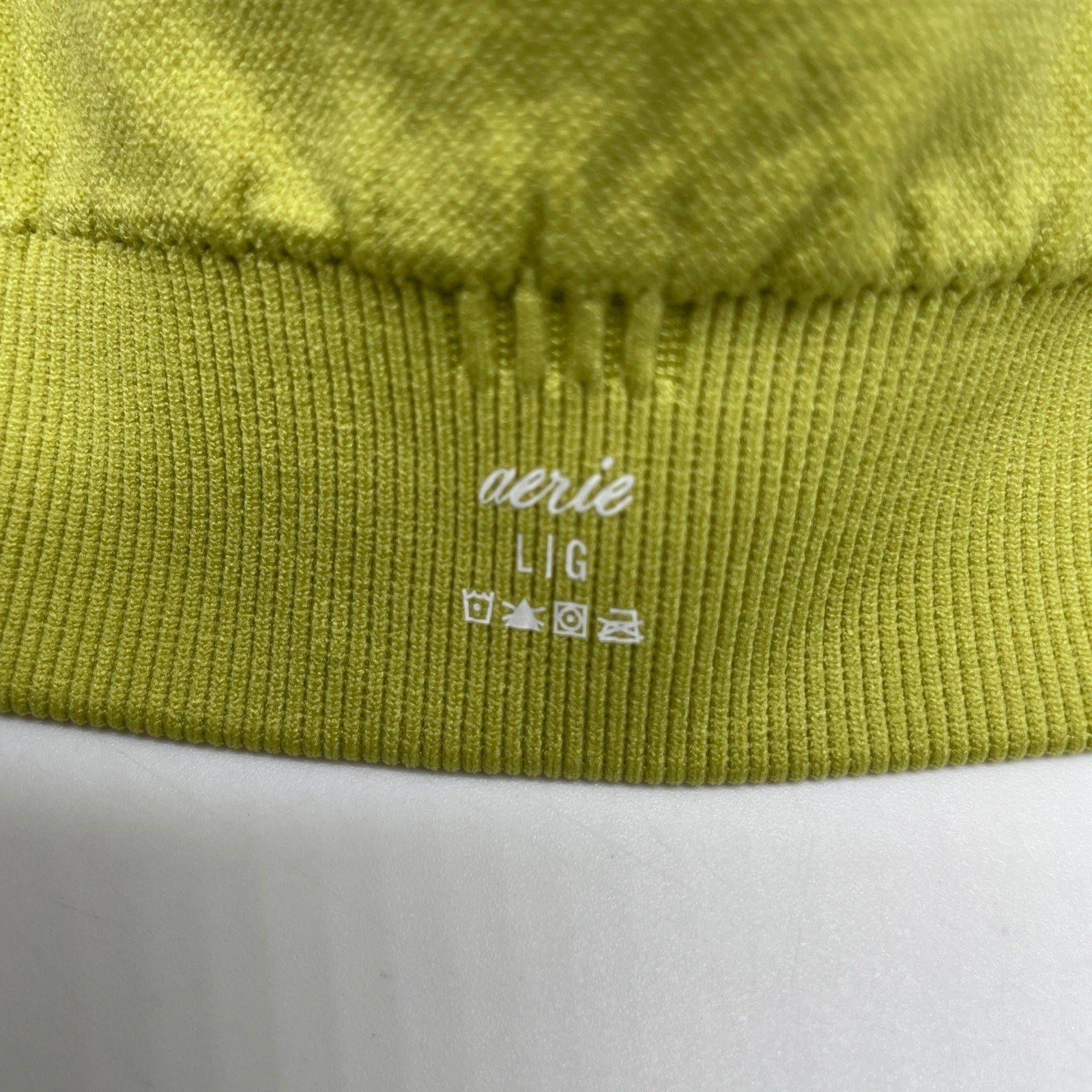 Aerie Womens Ribbed Seamless Deep V Neck Ring Plunge Light Bralette Lime Green L