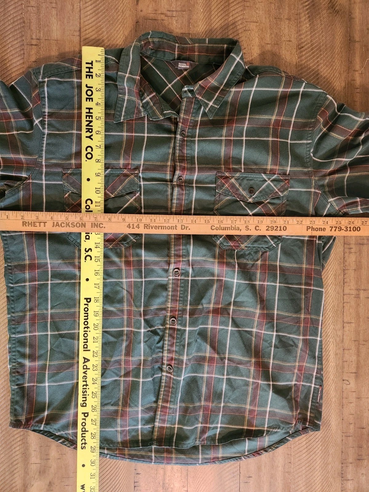Royal Robbins Men’s XL Nylon Polyester Blend Green Plaid Flannel Shirt Outdoor