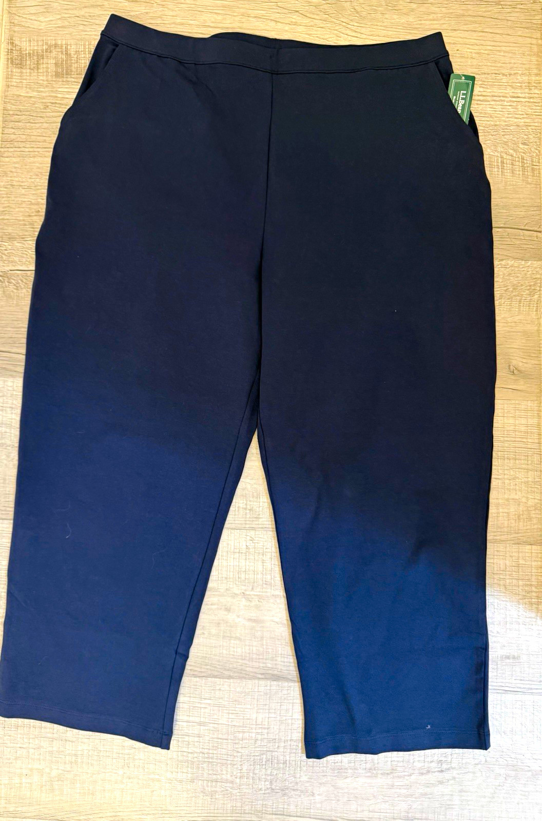L.L.Bean Women’s Perfect Fit Cropped Pants Pull-On Stretch Pockets Navy XL Reg