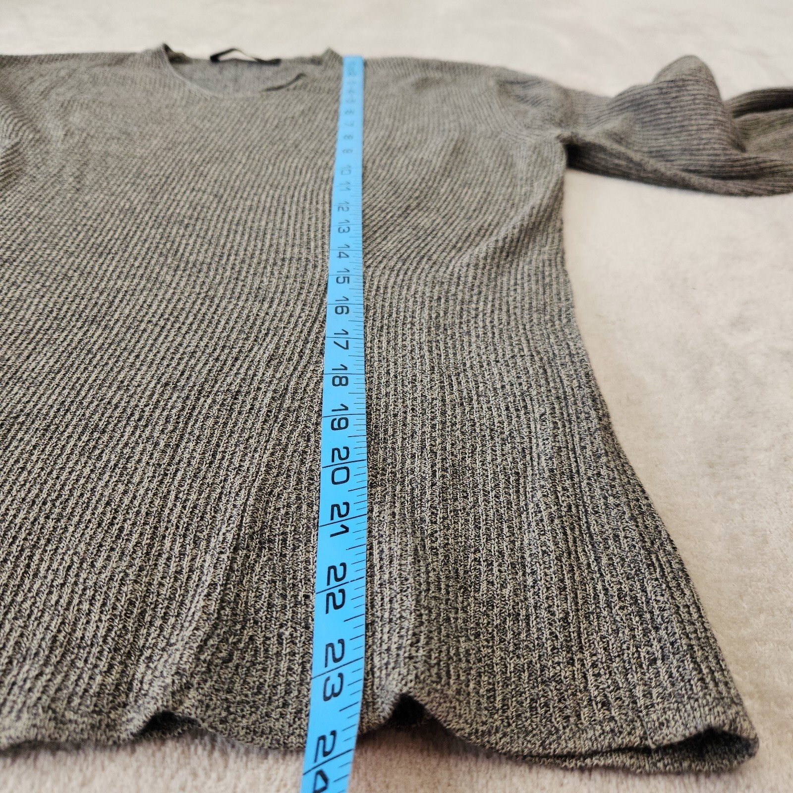 Donna Karan Vintage Gray Ribbed Knit Sweater 90s Minimalist Designer Small
