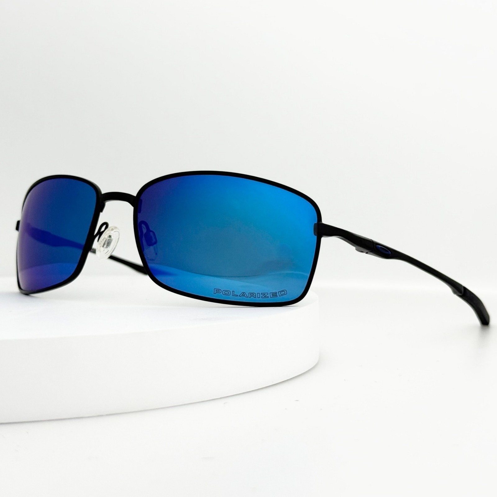 Oakley Square Wire OO4075 Polarized Sunglasses Black Frame Galaxy Blue Lens