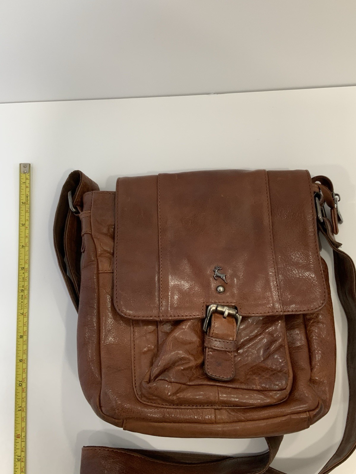 Ashwood Genuine Leather Brown Messenger Crossbody Satchel Bag 12” Adjustable