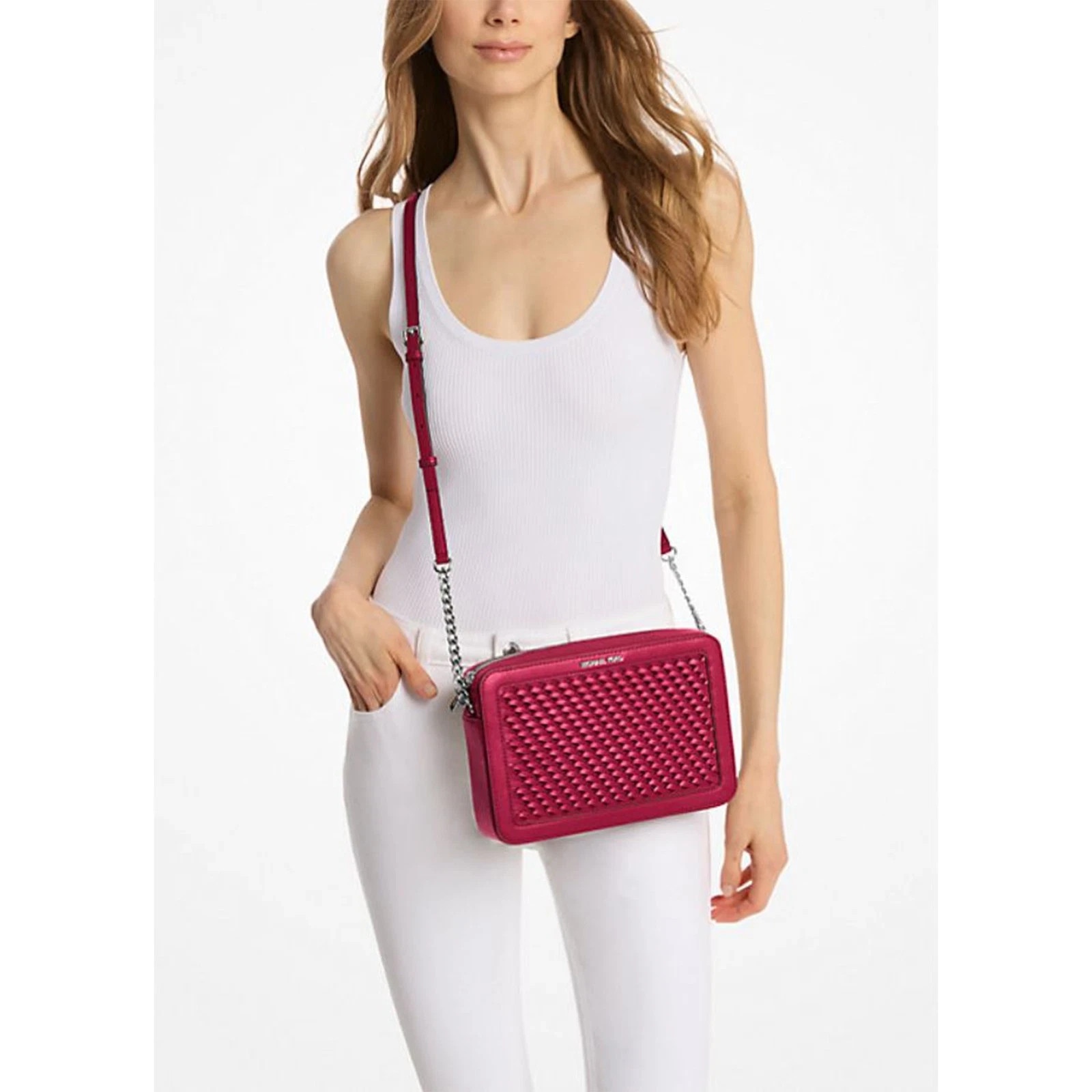 Michael Kors Large Crossbody Bag Handbag Purse Messenger Shoulder Dark Raspberry