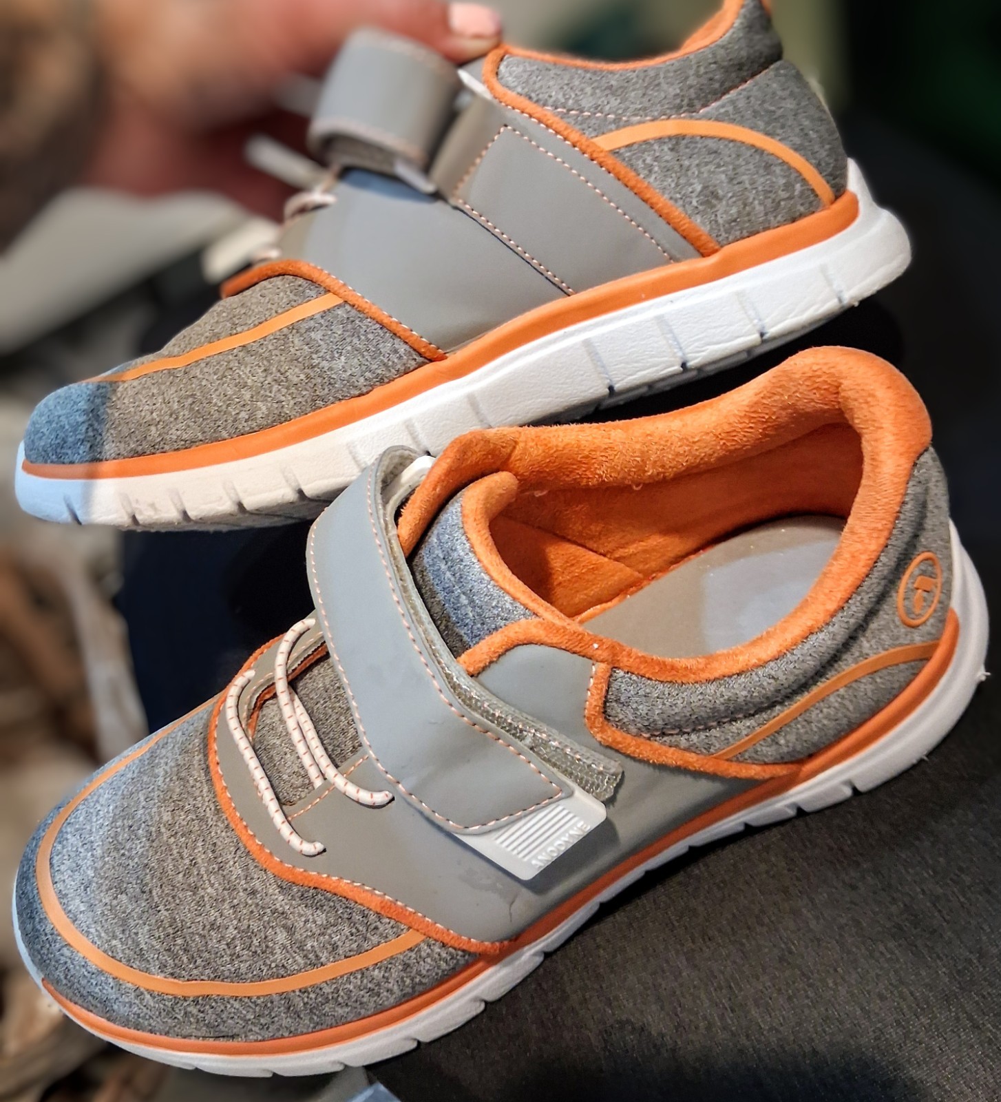 Anodyne No.45 Kids Athletic Sneakers Hook & Loop Gray/Orange US 7.5 XW