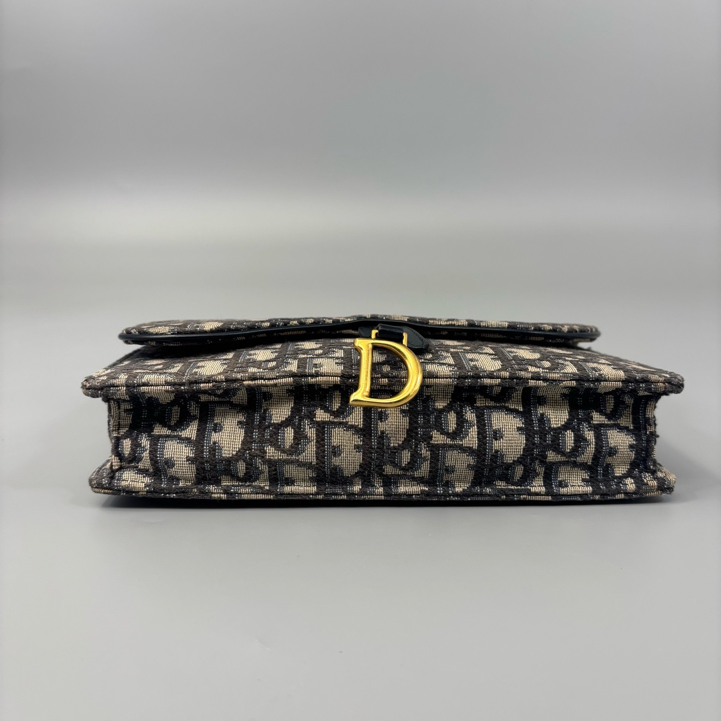 Dior Medium Saddle Chain Pouch Black Beige Navy Oblique (mx072426b5r)