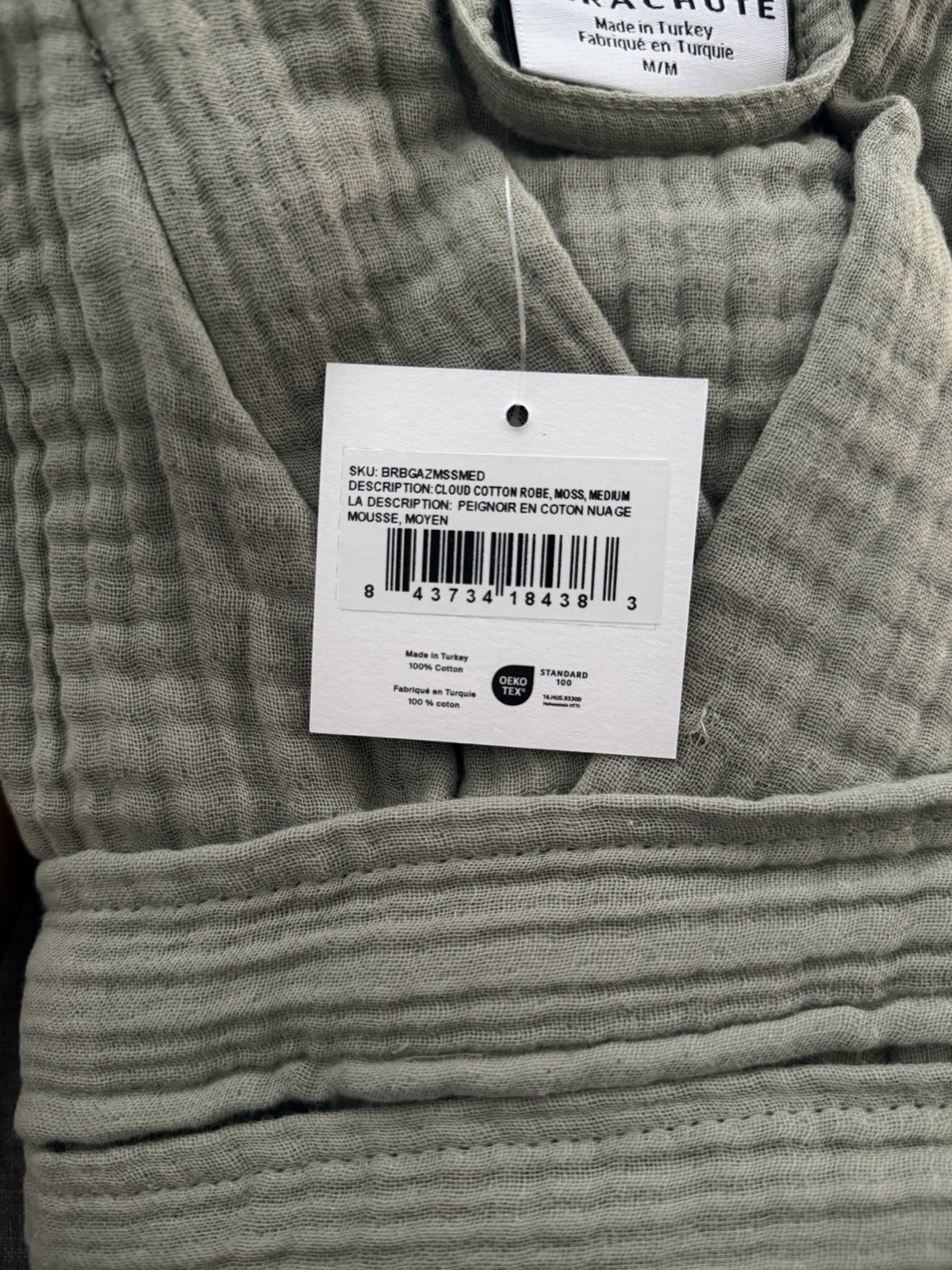 NEW! Parachute Cloud Cotton Robe, Medium, Moss
