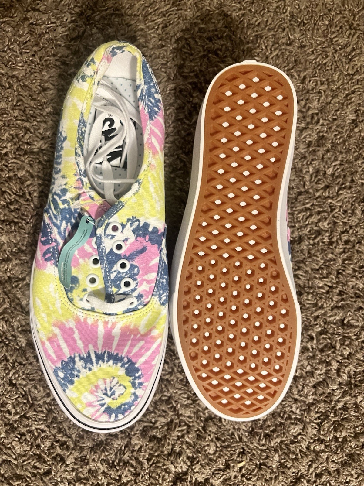 Vans ComfyCush Authentic Tie Dye Canvas Low Top Lace Up Sneakers Rubber Sole