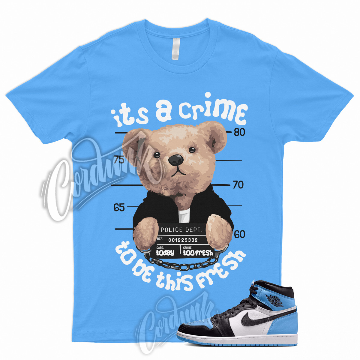 CRIME T Shirt to Match 1 Retro High OG UNC Toe University Blue 2 3 4 5 6 7 12 13