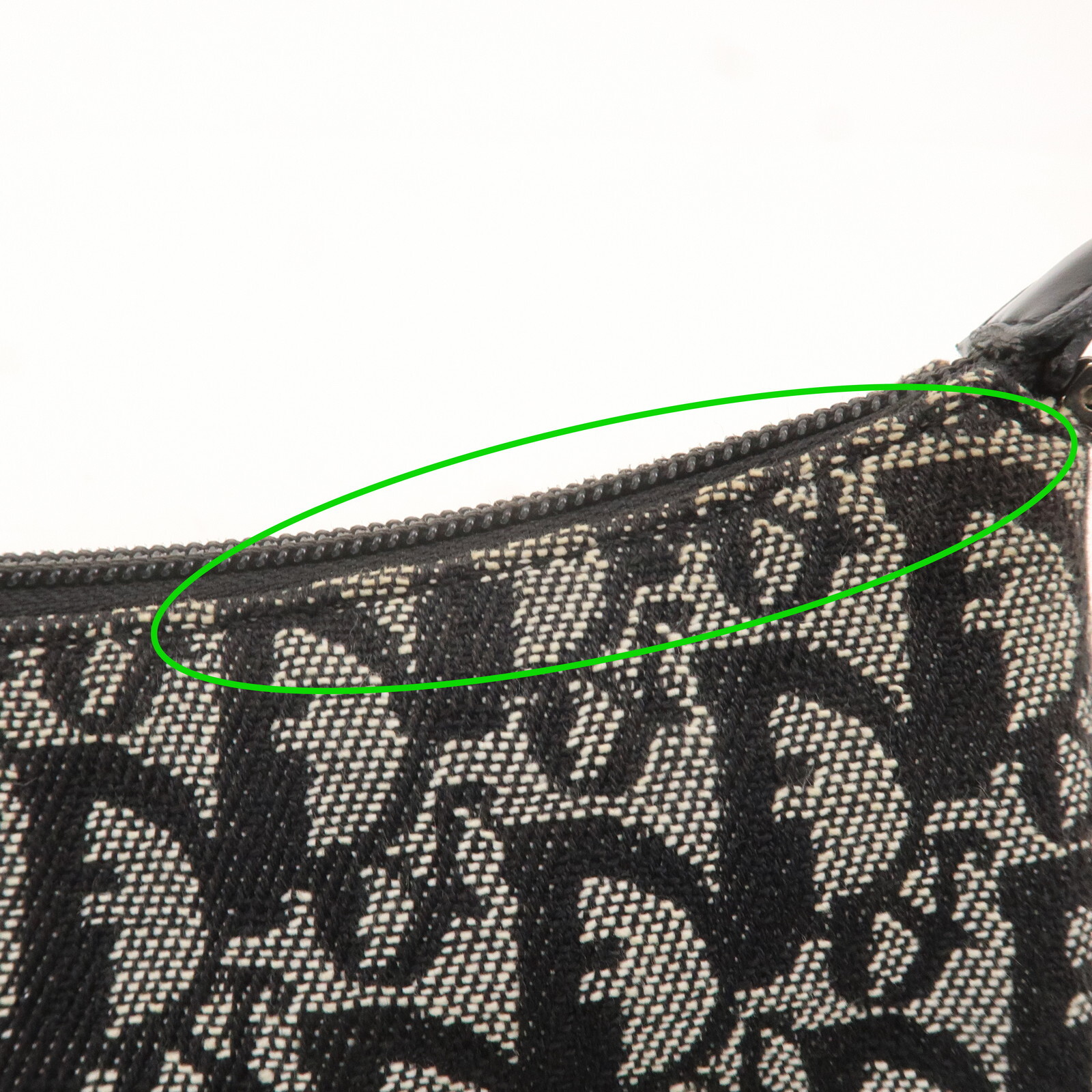 Christian Dior Trotter Shoulder Bag Black Canvas Leather Auth Used