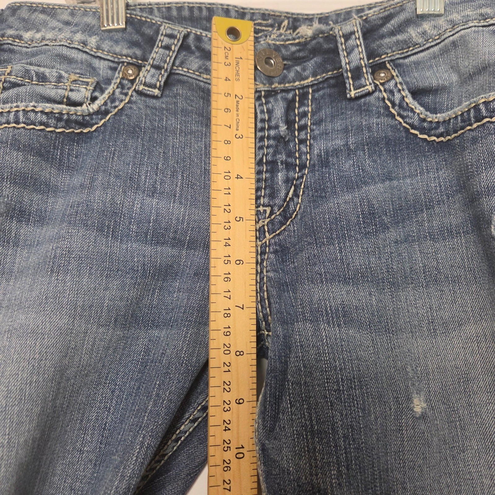Silver Jeans Co Alex Bootcut Distressed Medium Wash Denim Jeans Womens 29×31