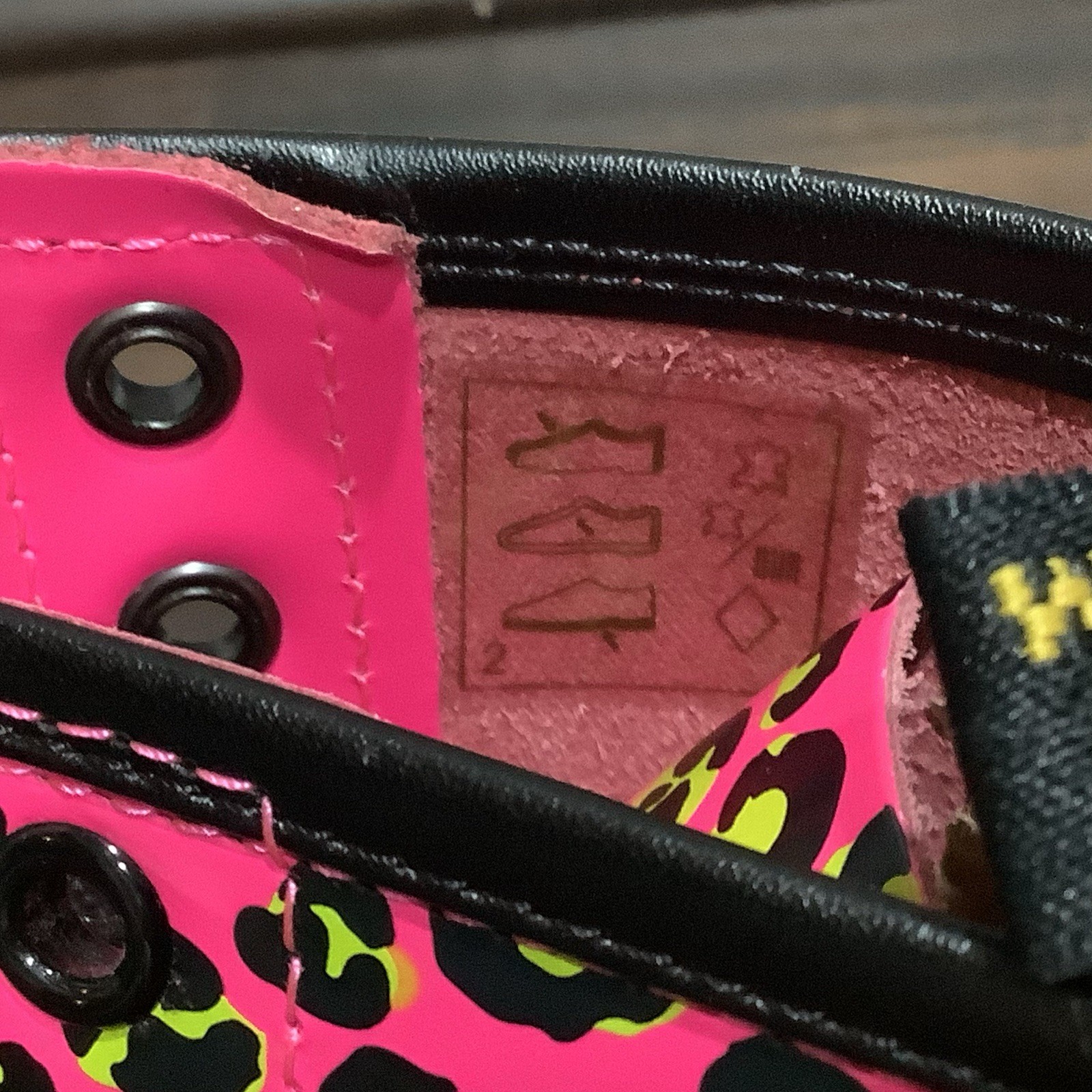 Dr Martens New 1460 Neon Pink Lime Leopard Print Patent Leather Boots Womens 6
