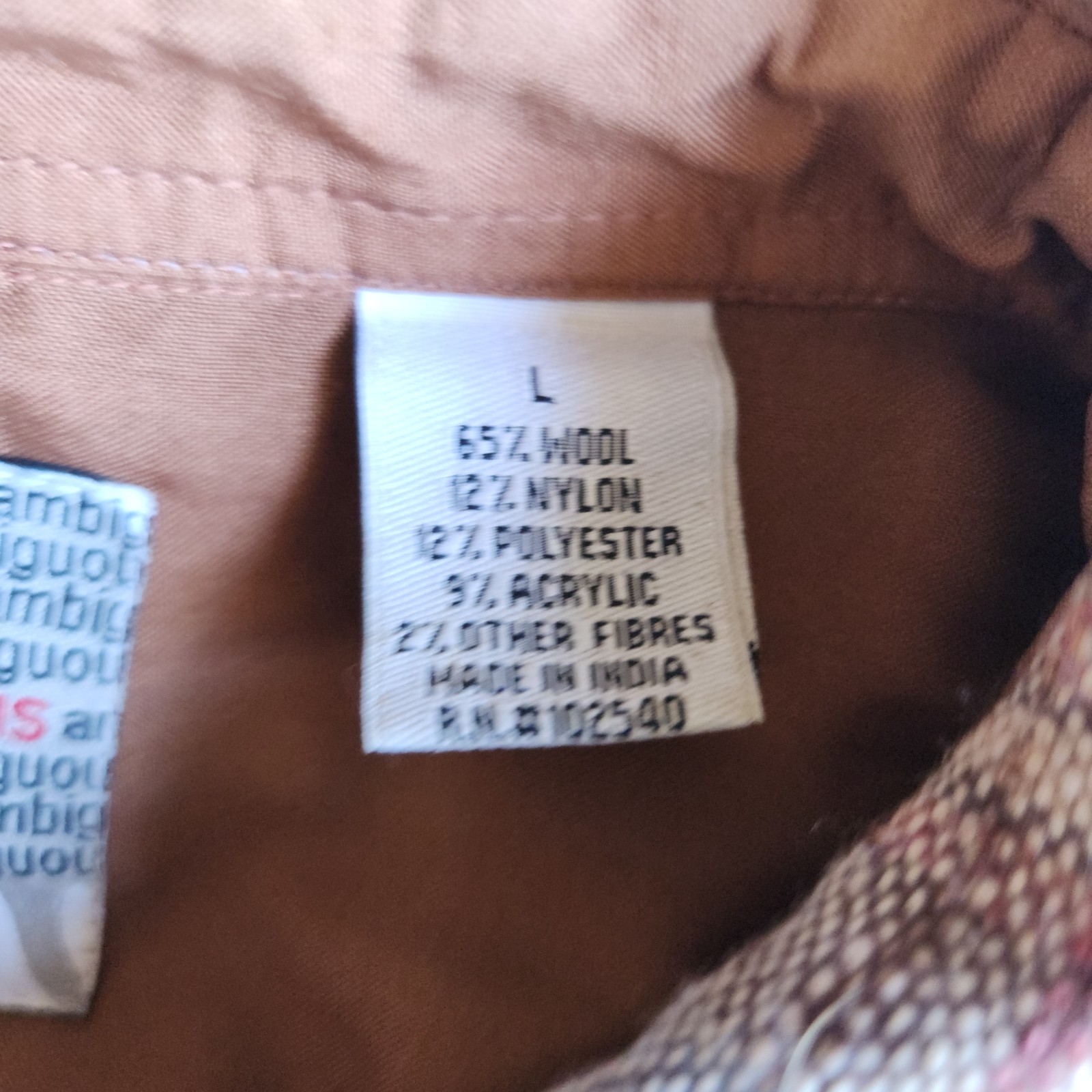 Ambiguous Y2K Skateboarding Brown Tan Plaid Wool Blnd L Long Sleeve Button Shirt