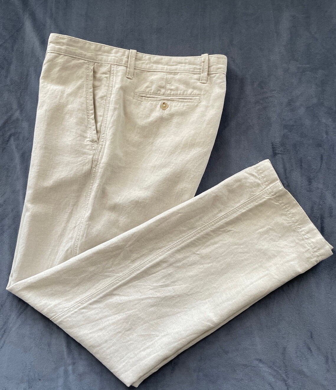 NAUTICA Men’s 52% Linen 48%Cotton Flat Front Pants Gray Size 36W X 34L