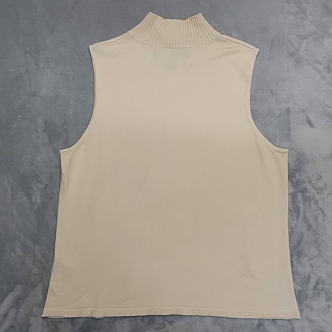 Josephine Chaus Top Women L Cream Sleeveless Silk Blend Classic Capsule Wardrobe