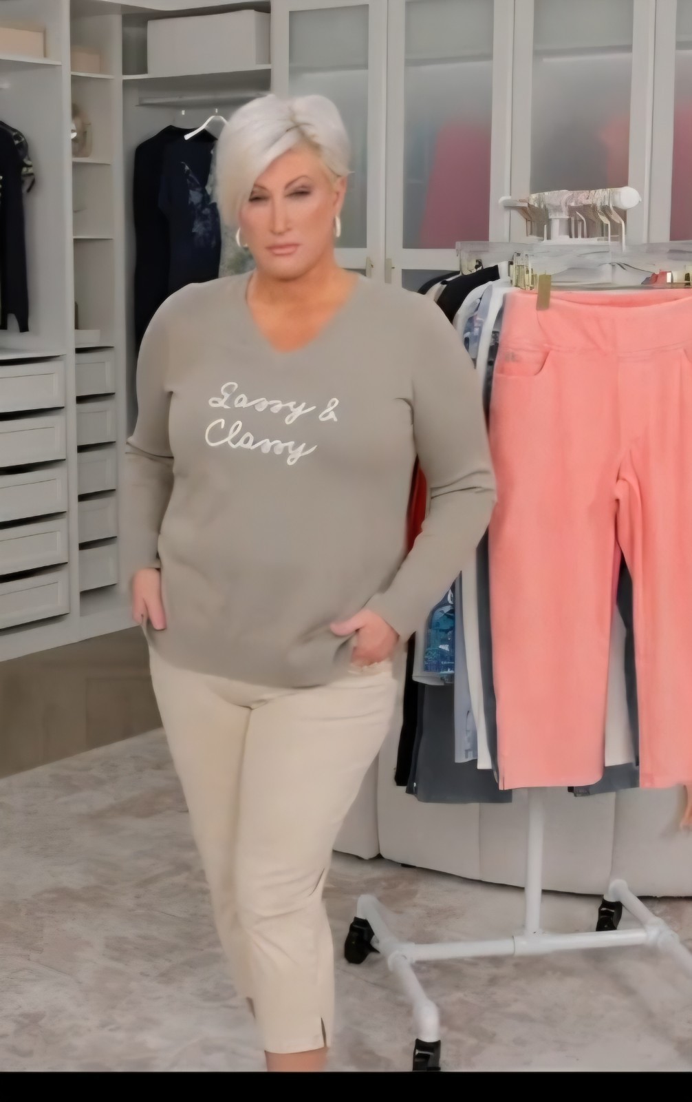 Belle By Kim Gravel Delray Denim Washed Coral Capri Size 0