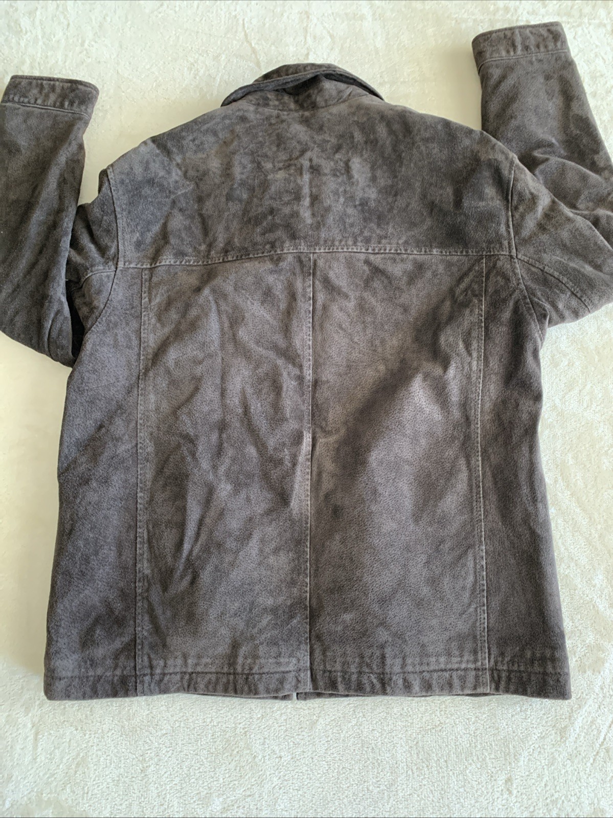 Dockers Premium Mens Suede Leather Coat – Dark Brown – Size Medium Preowned