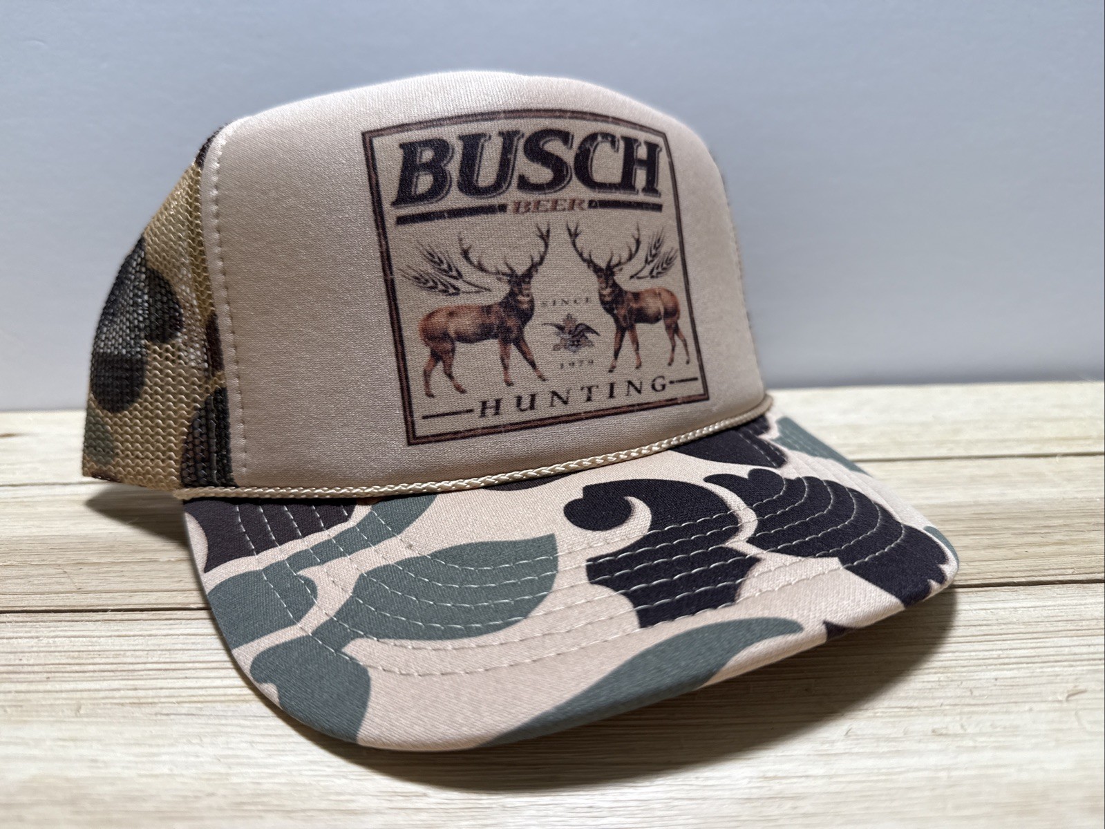 Vintage Busch Beer Hunting Hat Adjustable Camouflage SnapBack Deer Hunter Hat