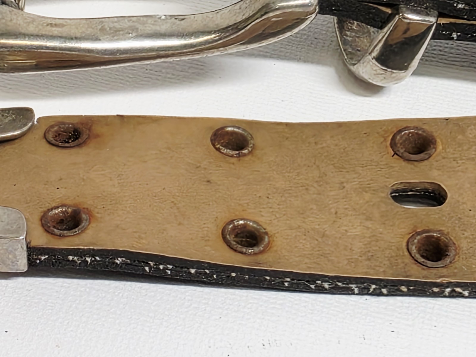 Vintage Metal Heist Dollar Signs Motorcycle Belt Leather 46.5″ Biker Punk Rock