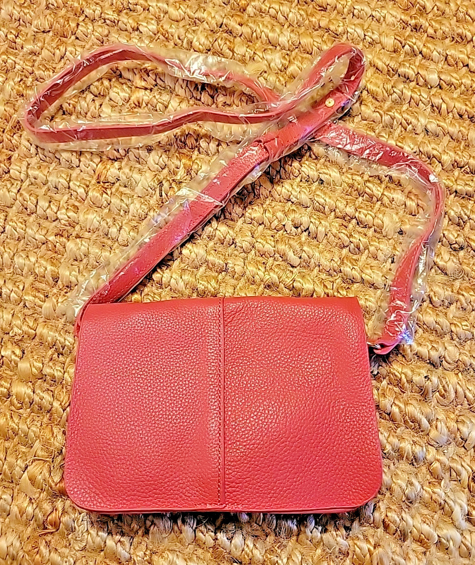 BTB Los Angeles KELLY Pebbled PINK Leather Flap Crossbody Bag Purse