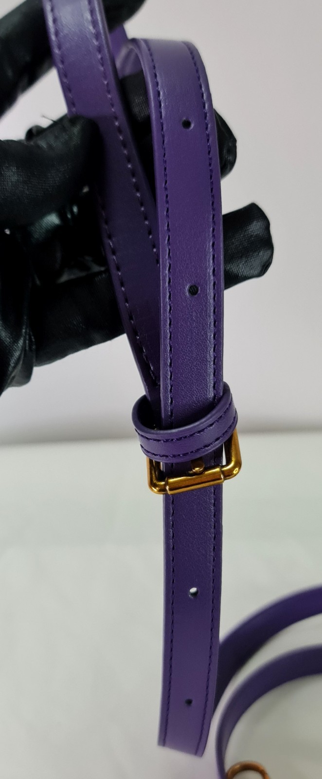 Purple Ostrich Embossed Cow Leather Satchel Top Handle Crossbody Bag Gold Zip