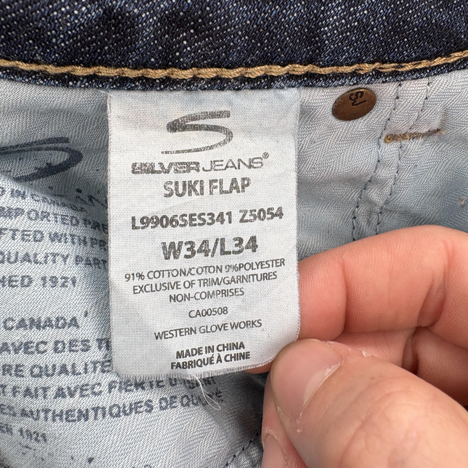 Silver Jeans Suki Flap Bootcut Jeans Womens 34×34 Blue Medium Wash Distressed