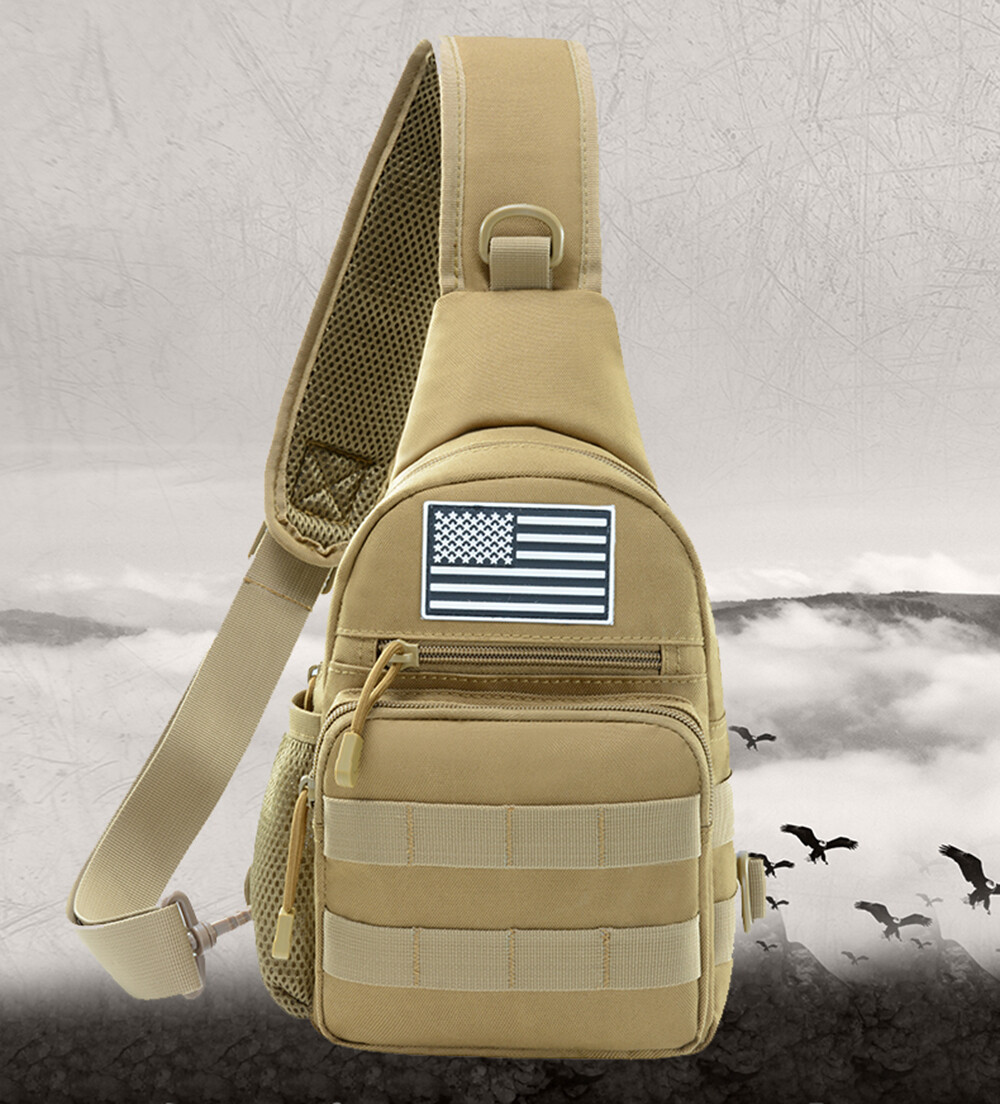 Tactical Sling Crossbody Backpack with Water Bottle Holder Military Chest Bags