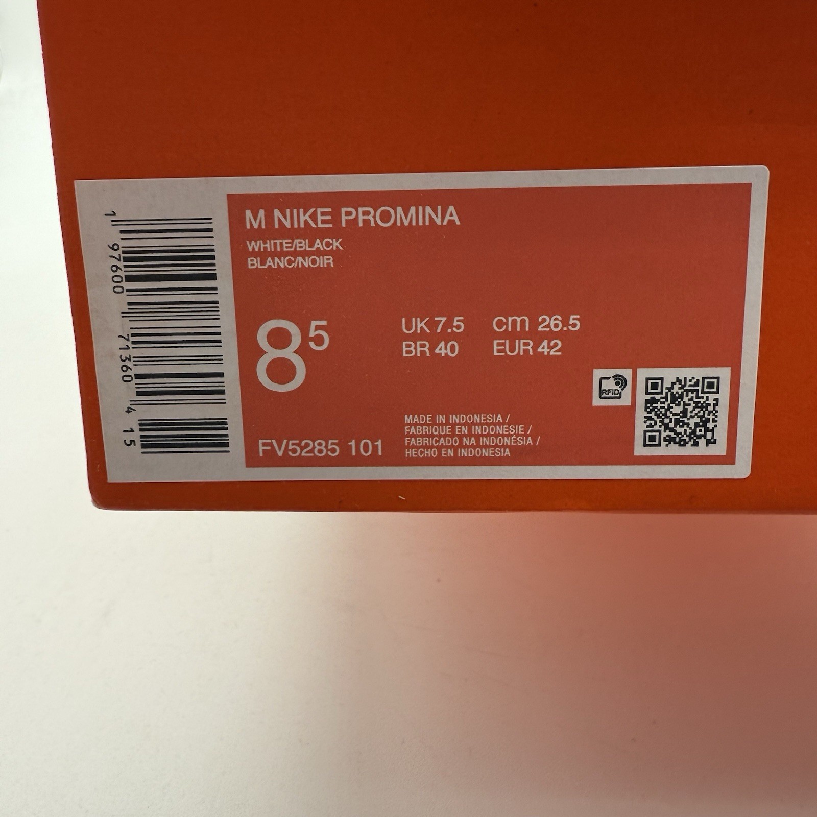 Nike Promina Mens Walking Shoes Size 8.5 White BlackFV5285 101 No Lid New