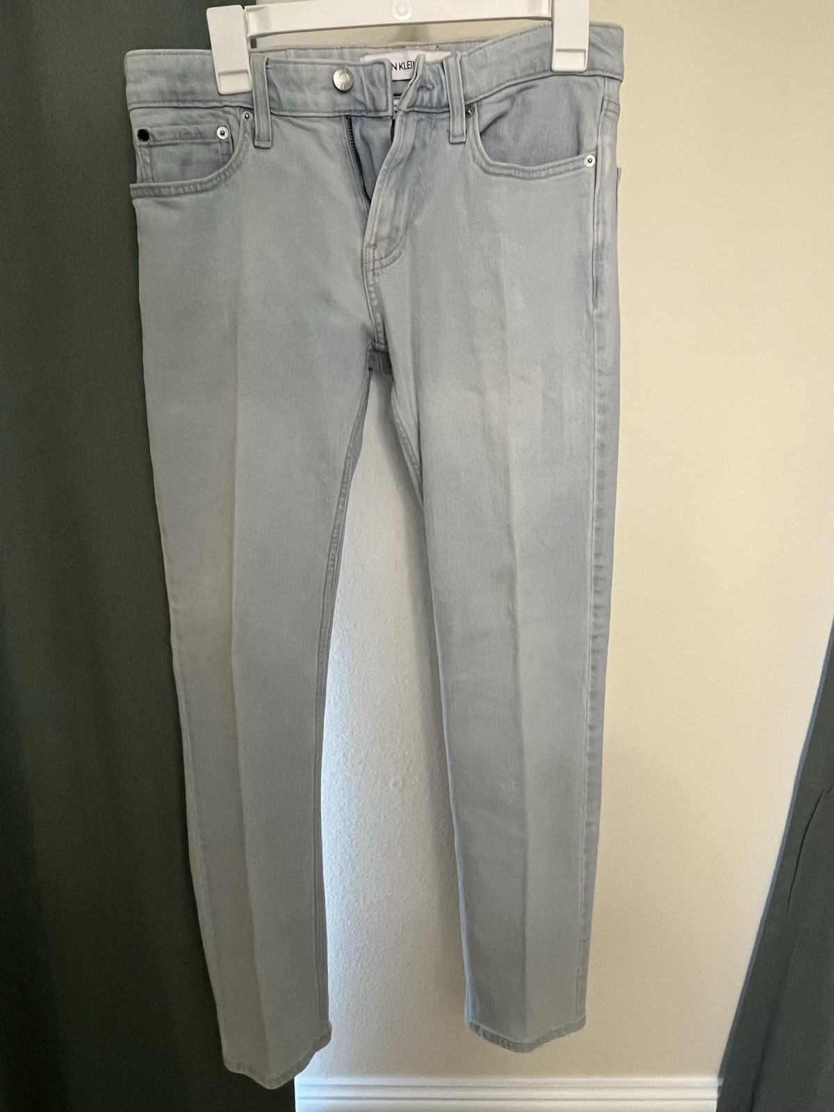 Calvin Klein Men’s Slim Fit Stretch Jeans 29×30 Stone Washed Blue,