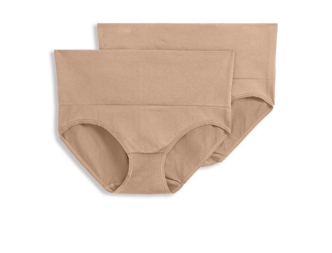 Jockey Women’s SMALL Tummy Smoothing Mid-Waist Briefs 2 PACK Beige #10725