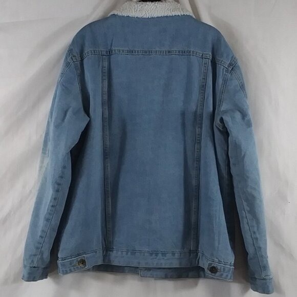Source Unknown Women’s Blue Long Sleeve 100% Cotton Jean Sherpa Jacket Size L