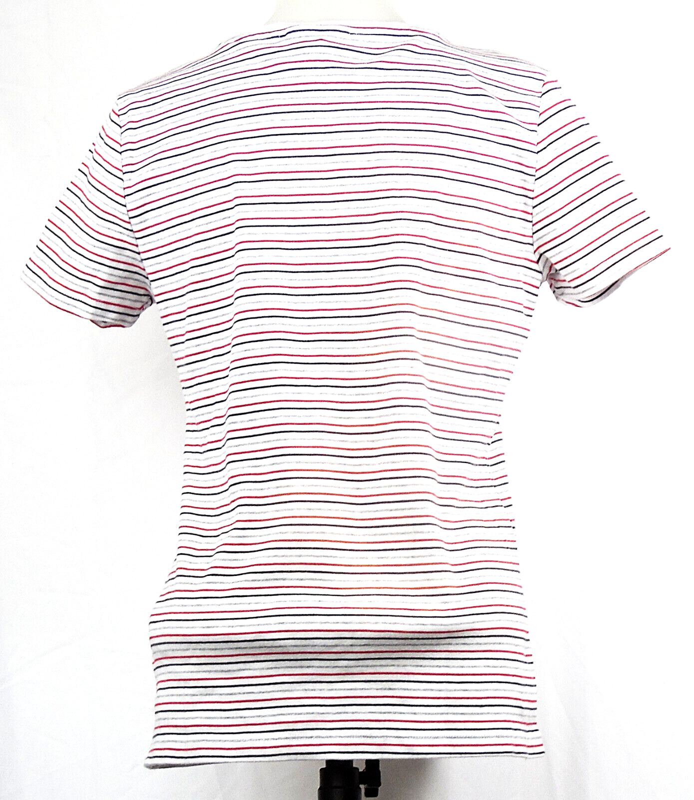 Tommy Hilfiger White w/Red, Blue, & Gray Stripes S/S Cotton T-Shirt L