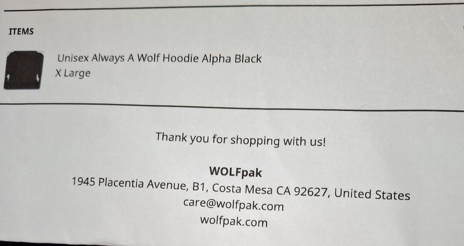 WOLFpak Allways A Wolf Hoodie NEW XL Black