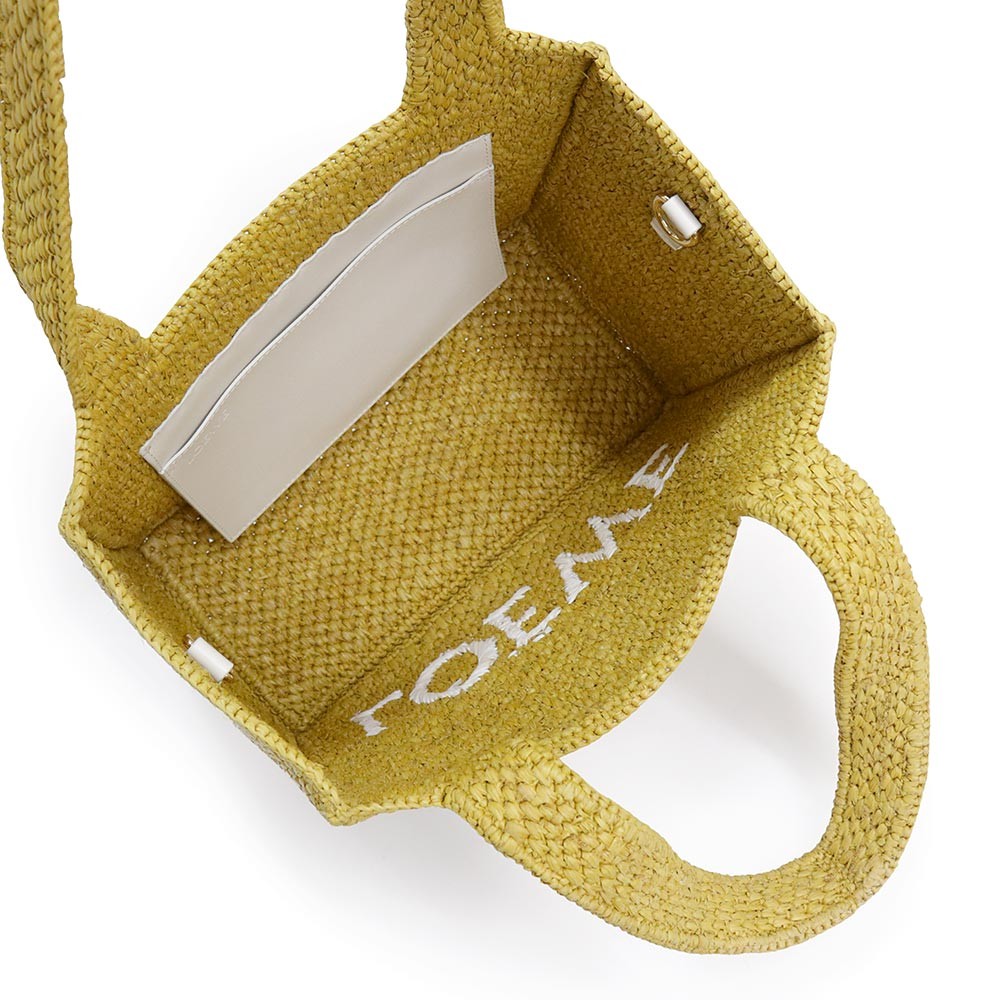 LOEWE Font Medium Oak Yellow A685B61X01 Tote Raffia / Calfskin Unisex #BCB1941