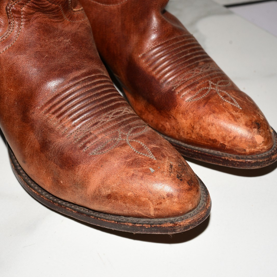 J Chisholm Leather Boot Western Brown Men US 10.5 D