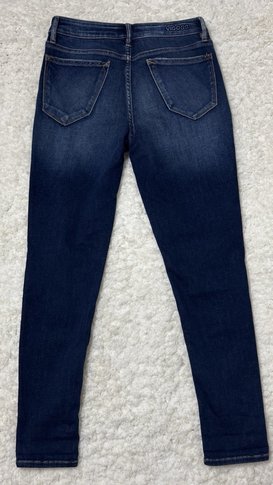 Women’s Vigoss Jeans Thompson Tomboy Dark Wash Distressed Waist 27 Length 27