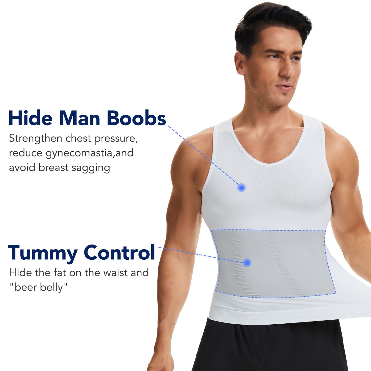 Men Compression Workout Tank Tops Slim Body Shaper Vest Tummy Control Shapewear