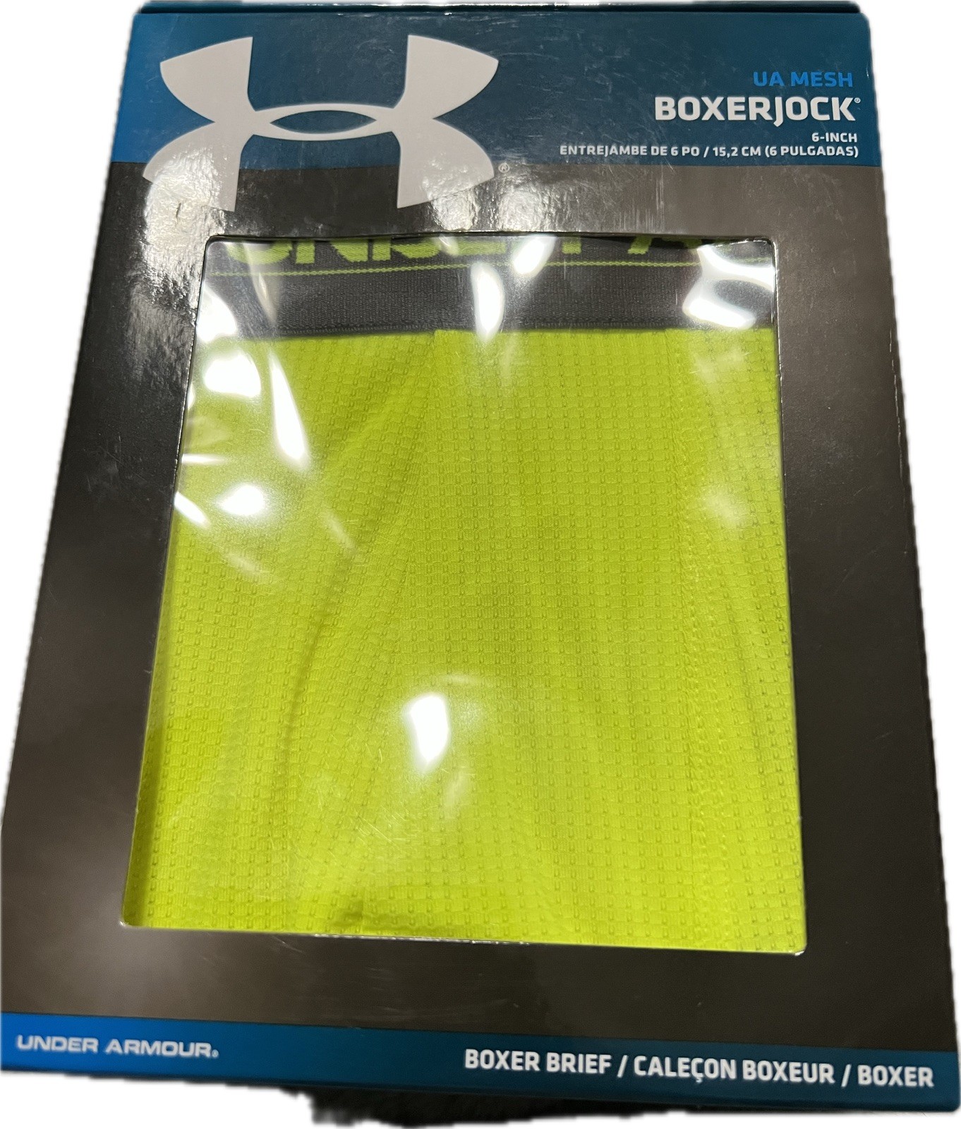 Under Armour Mesh Boxerjock XL Boxer Briefs 6″ (3) black (1) yellow-4 pair total