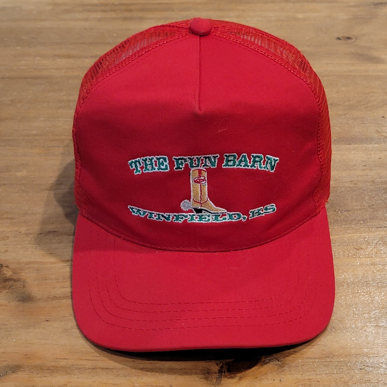 Vintage The Fun Barn Hat Winfield Kansas Western Cowboy Events Tourist Trucker