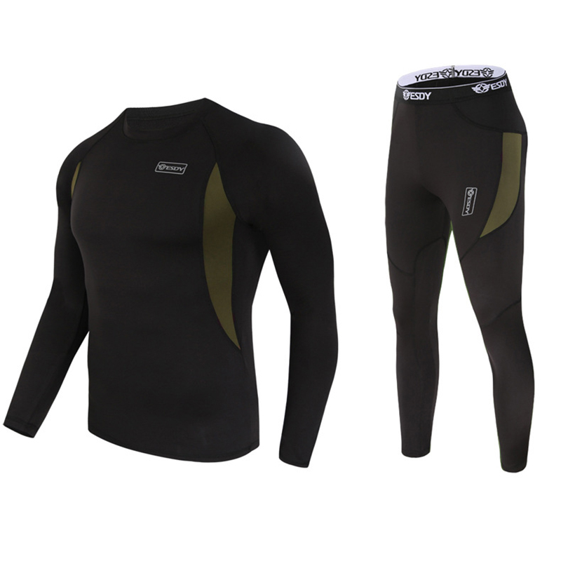 ESDY Thermal Underwear Set For Men Long Johns Soft Fast Dry Top & Bottom Fleece