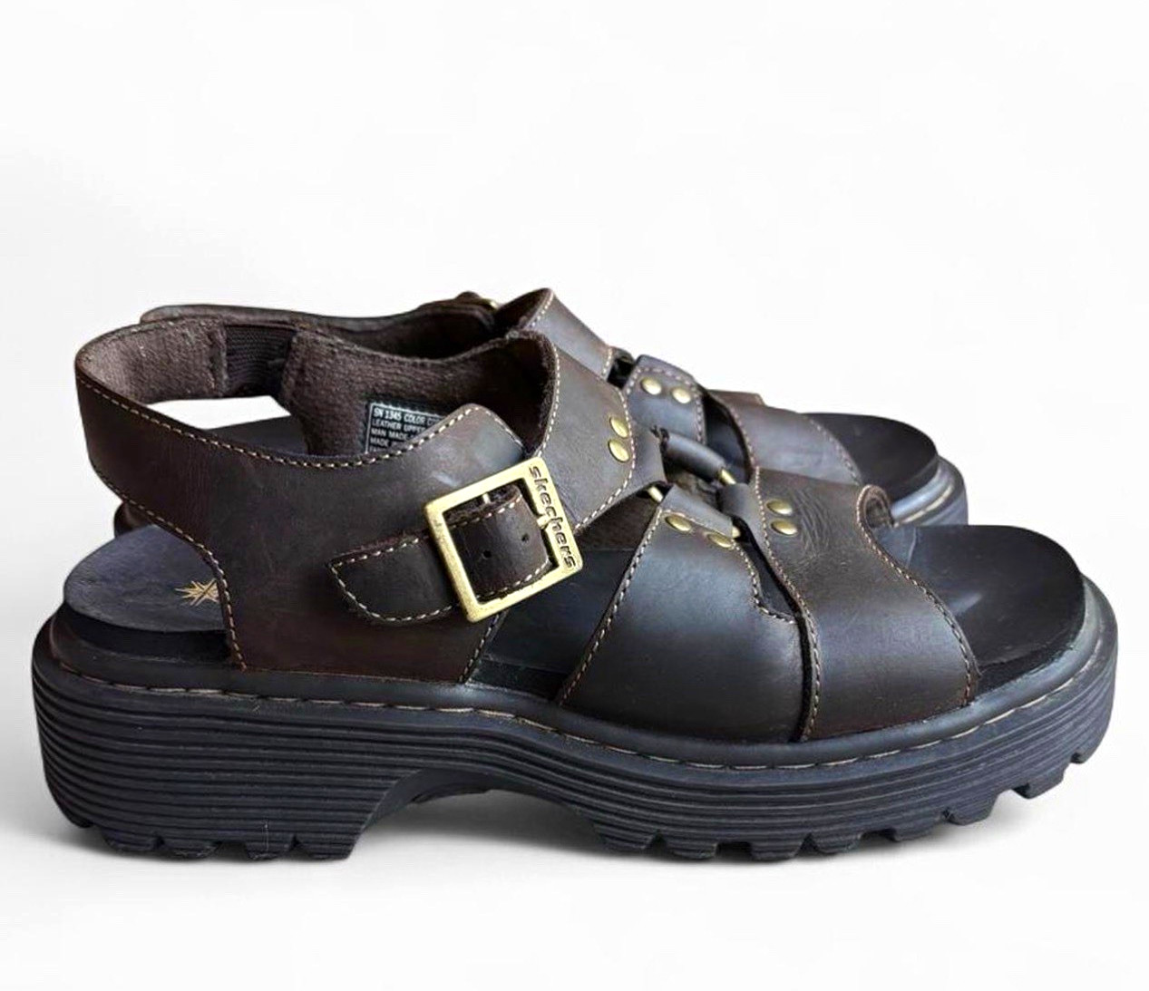 Vintage Skechers Chunky Platform Sandals 90s Y2K Grunge Lug Sole Brown 8