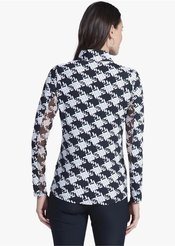 NWT IBKUL Golf Tennis 1/4 Zip Pullover Shirt XS S M L Black White Longsleeve S2